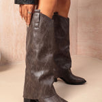 Emilia | Cowboystiefel Damen Kniehohe Kunstleder Blockabsatz
