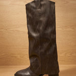 Emilia | Cowboystiefel Damen Kniehohe Kunstleder Blockabsatz