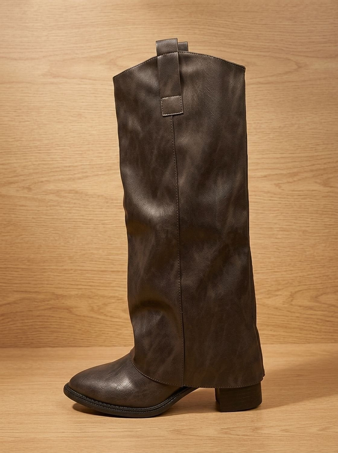Emilia | Cowboystiefel Damen Kniehohe Kunstleder Blockabsatz