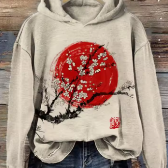 Emilia | Hoodie Damen Japanisches Kirschblüten-Print Kapuzenpullover