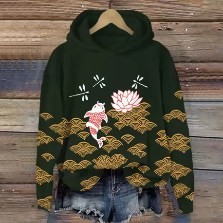Emilia | Hoodie Damen Japanisches Kirschblüten-Print Kapuzenpullover