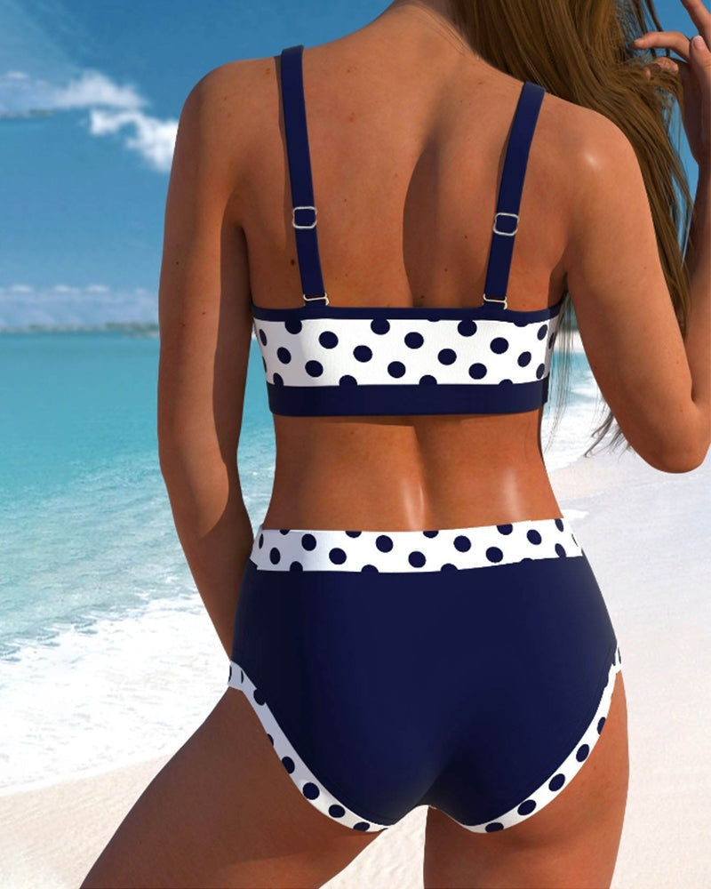 Katalin | Pöttyös Bikini Szett Női Magas Derekú