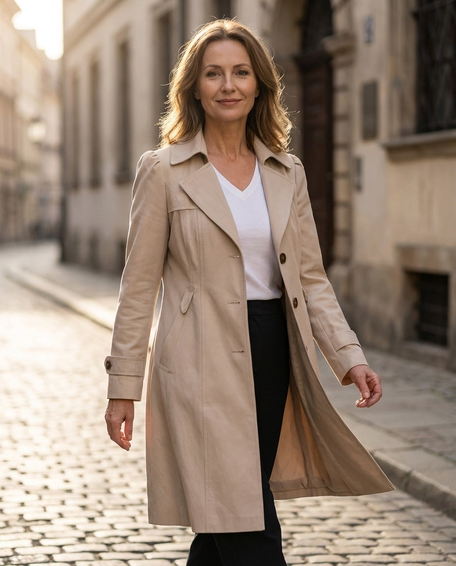Erika | Trench Coat Női Klasszikus Gombos Átmeneti Kabát