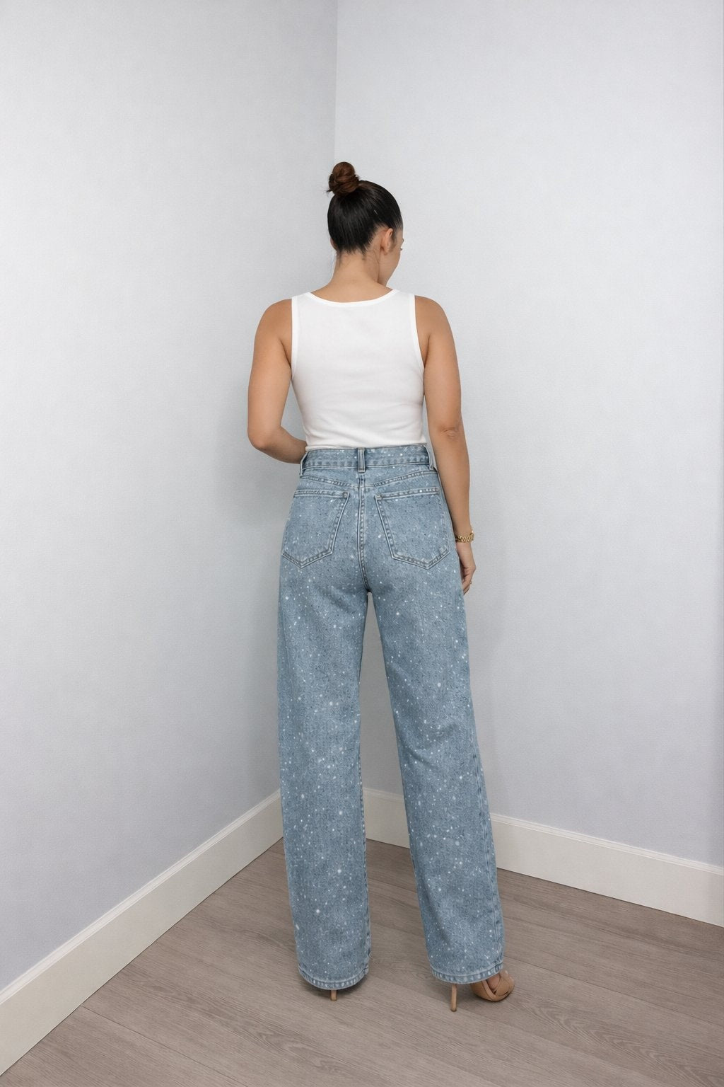 Erzsébet | Csillogós Wide Leg Farmer Női Magas Derék