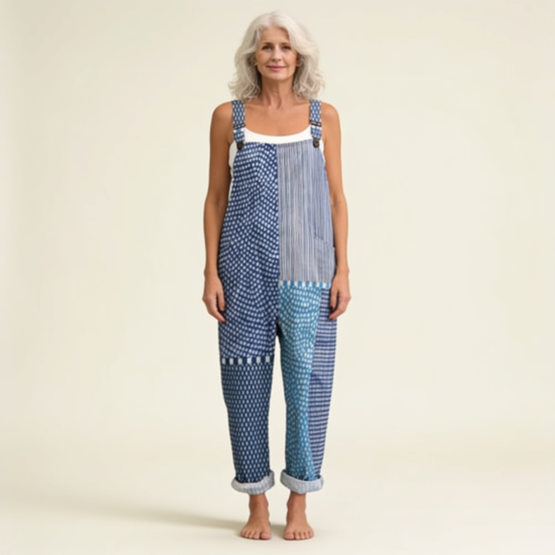 Erzsébet | Overall Női Patchwork Mintás Laza Szabás