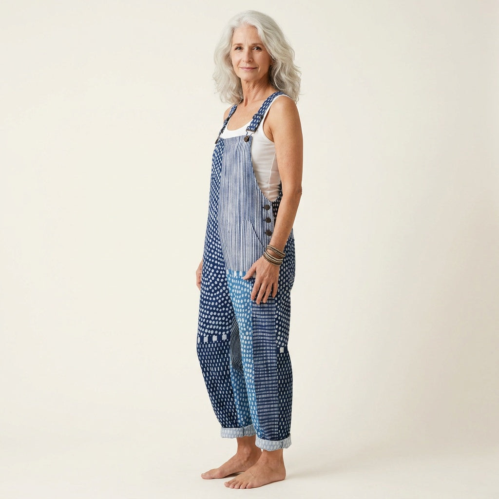 Erzsébet | Overall Női Patchwork Mintás Laza Szabás