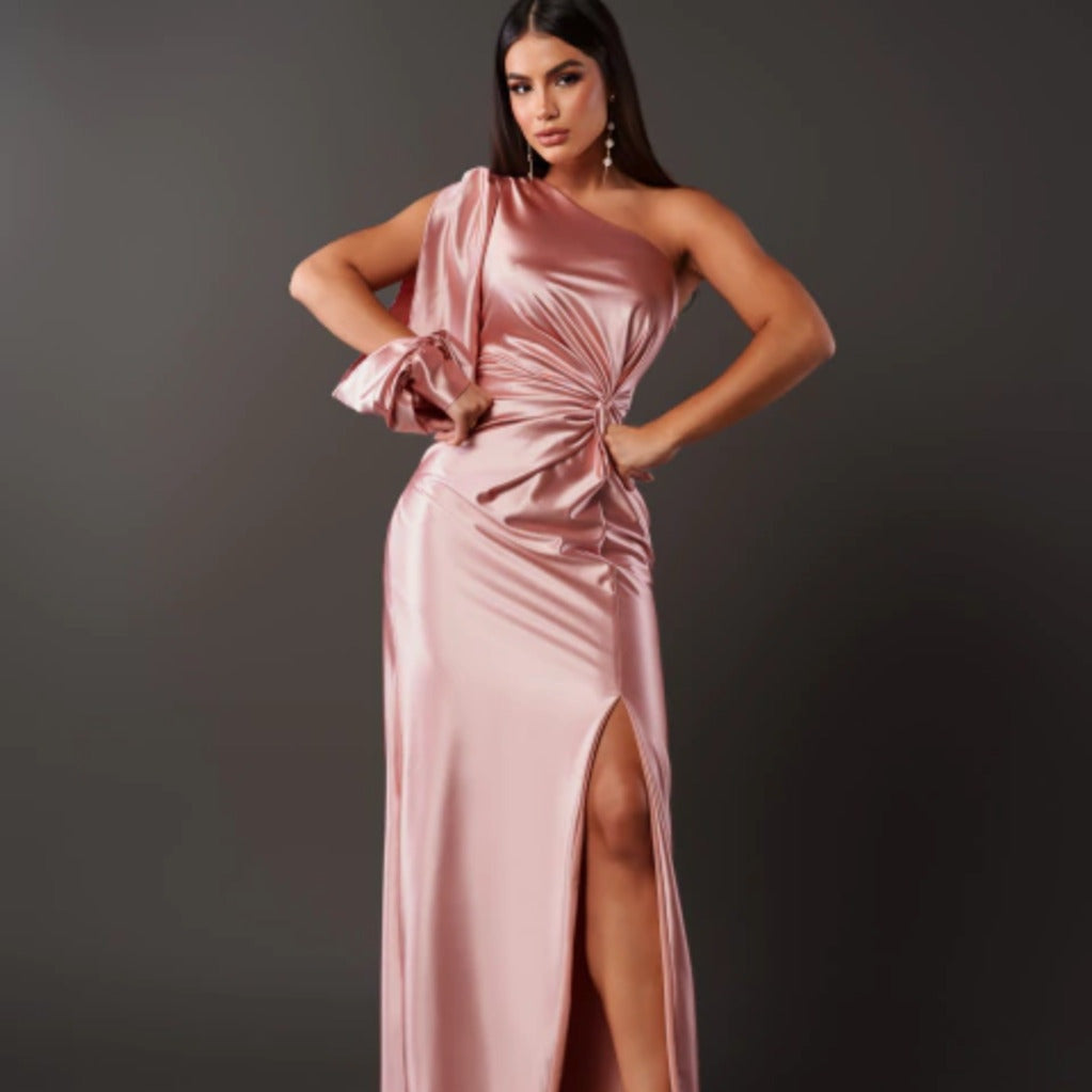 Estelle | Langes Abendkleid Damen One-Shoulder Satin