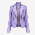 Estelle | Lederjacke Damen Kurz Bikerjacke Kunstleder Reissverschluss