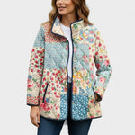 Estelle | Steppjacke Damen Patchwork Floral Stehkragen