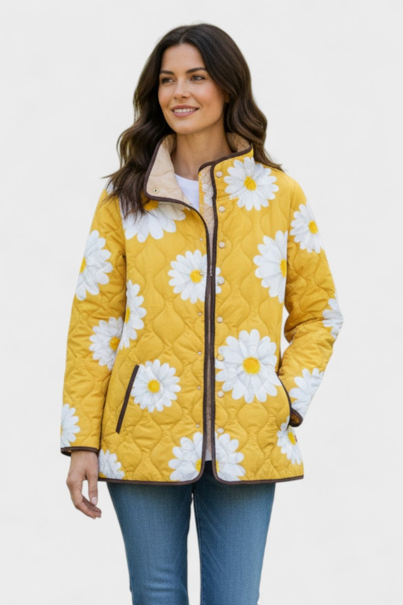 Estelle | Steppjacke Damen Patchwork Floral Stehkragen