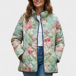 Estelle | Steppjacke Damen Patchwork Floral Stehkragen
