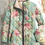 Estelle | Steppjacke Damen Patchwork Floral Stehkragen