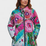 Estelle | Steppjacke Damen Patchwork Floral Stehkragen