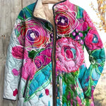 Estelle | Steppjacke Damen Patchwork Floral Stehkragen