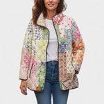 Estelle | Steppjacke Damen Patchwork Floral Stehkragen