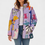 Estelle | Steppjacke Damen Patchwork Floral Stehkragen