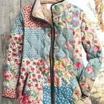Estelle | Steppjacke Damen Patchwork Floral Stehkragen