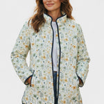 Estelle | Steppjacke Damen Patchwork Floral Stehkragen