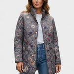 Estelle | Steppjacke Damen Patchwork Floral Stehkragen