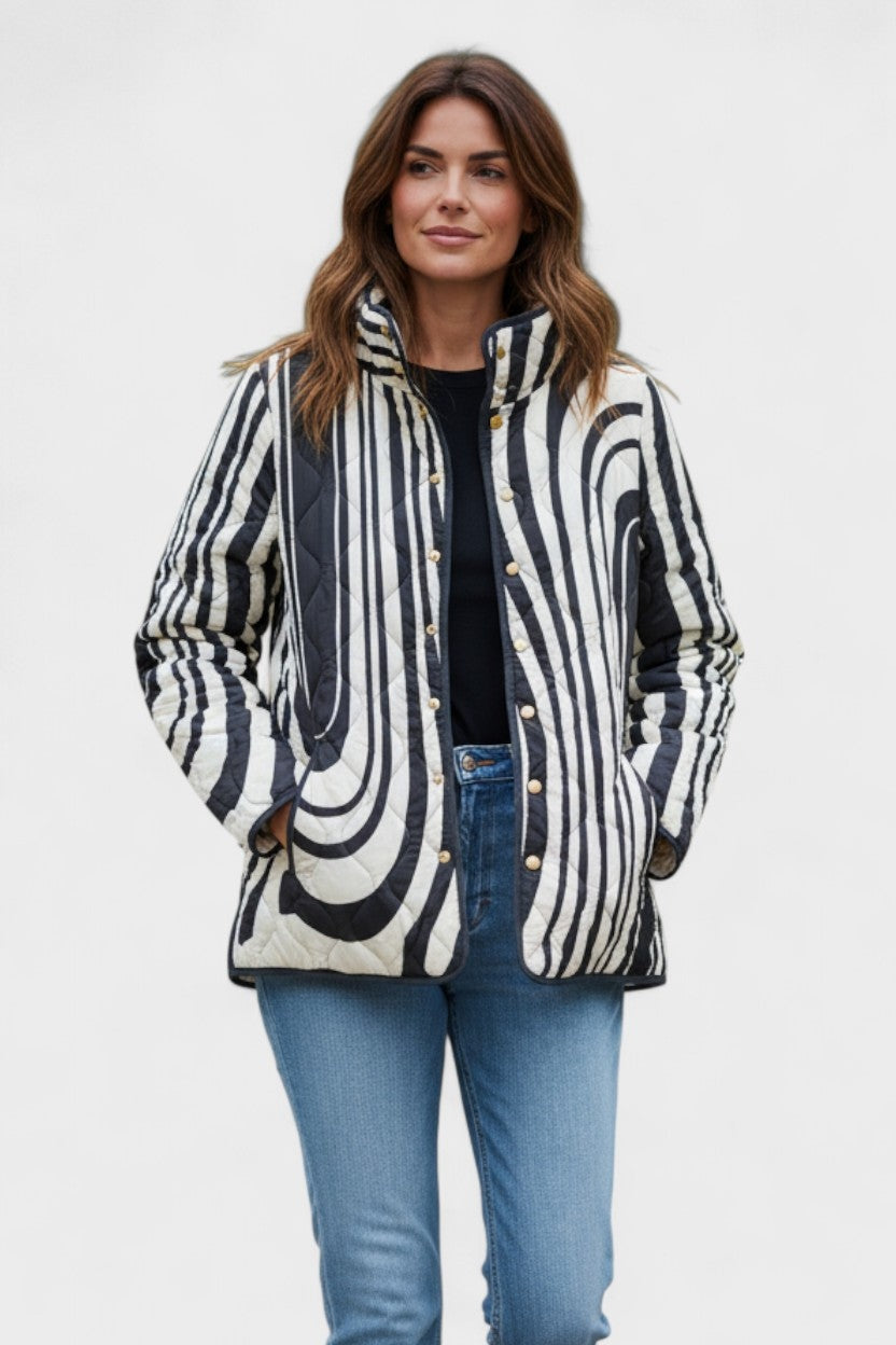 Estelle | Steppjacke Damen Patchwork Floral Stehkragen