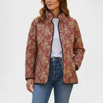 Estelle | Steppjacke Damen Patchwork Floral Stehkragen