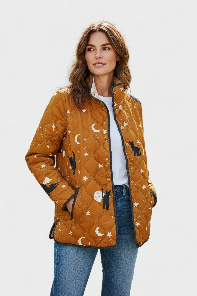 Estelle | Steppjacke Damen Patchwork Floral Stehkragen