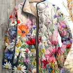 Estelle | Steppjacke Damen Patchwork Floral Stehkragen