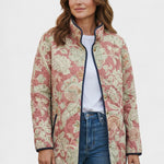Estelle | Steppjacke Damen Patchwork Floral Stehkragen