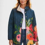 Estelle | Steppjacke Damen Patchwork Floral Stehkragen