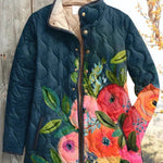 Estelle | Steppjacke Damen Patchwork Floral Stehkragen