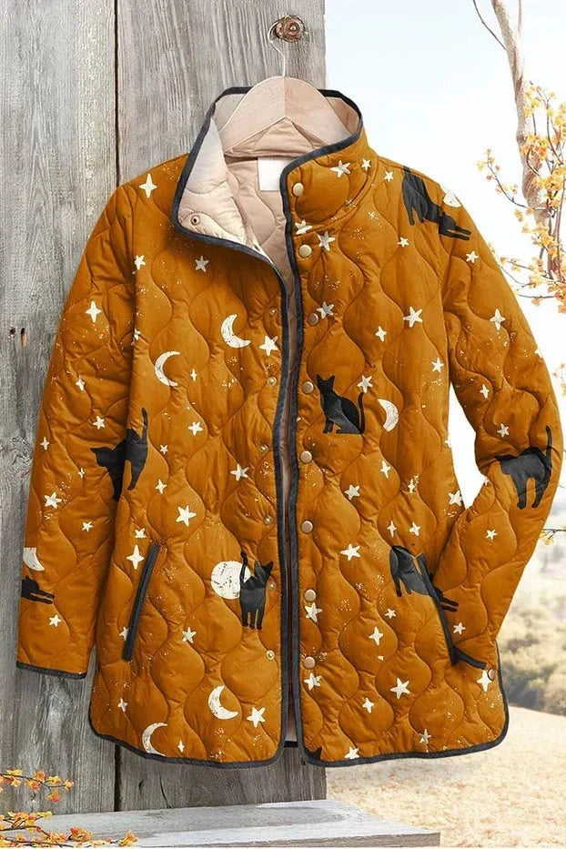 Estelle | Steppjacke Damen Patchwork Floral Stehkragen