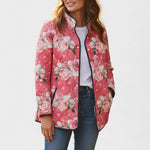 Estelle | Steppjacke Damen Patchwork Floral Stehkragen