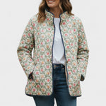 Estelle | Steppjacke Damen Patchwork Floral Stehkragen