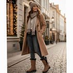 Estelle | Winterstiefel Damen Kunstfell Kniehohe Stiefel Blockabsatz