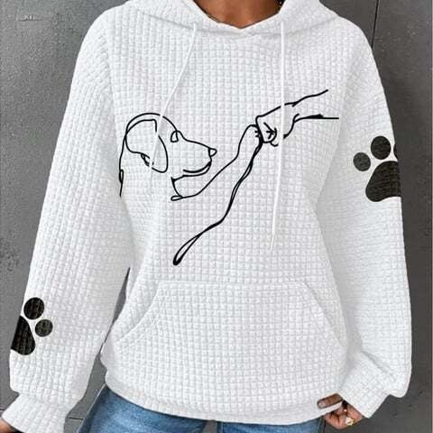 Eveline | Hoodie Damen Waffelstruktur Mit Kapuze Känguru-Tasche