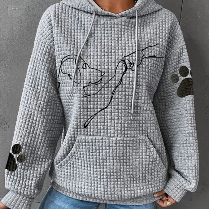Eveline | Hoodie Damen Waffelstruktur Mit Kapuze Känguru-Tasche