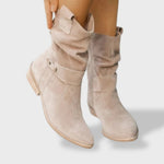 Eveline | Stiefel Damen Wildleder Gerafft mit Schnalle und Reissverschluss
