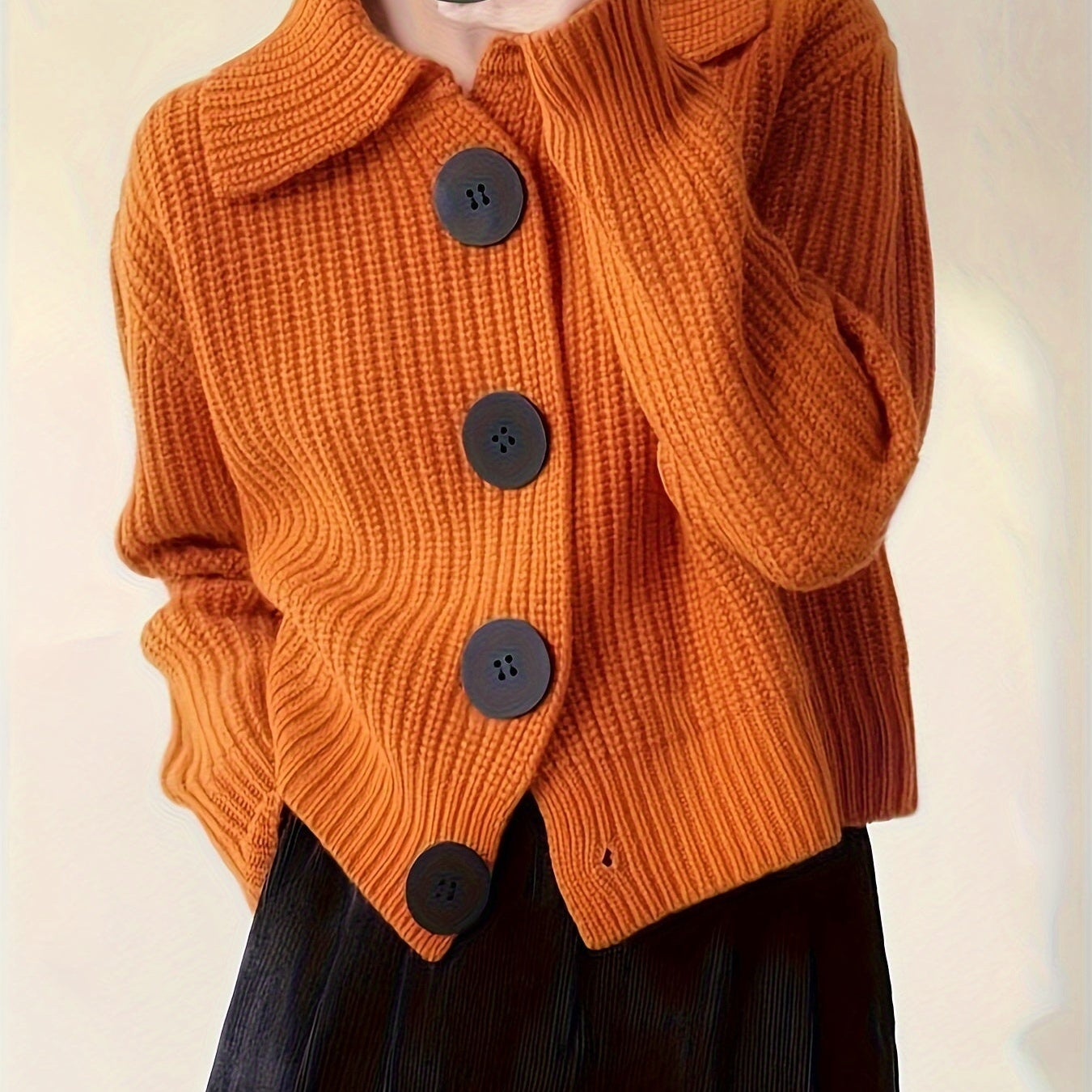 Eveline | Strickjacke Damen Rippstrick Grosse Knöpfe