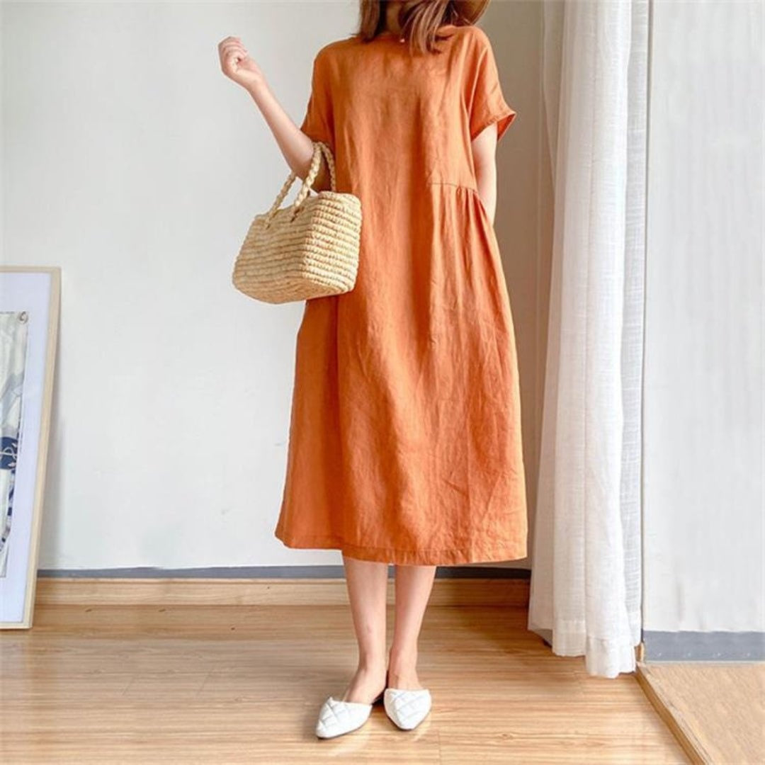 Fanni | Nyári Midi Ruha Női Rövid Ujjú Oversize