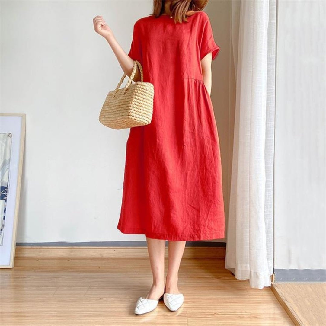 Fanni | Nyári Midi Ruha Női Rövid Ujjú Oversize