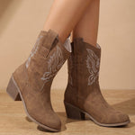 Fiona | Chelsea Boots Damen Blockabsatz Stickerei