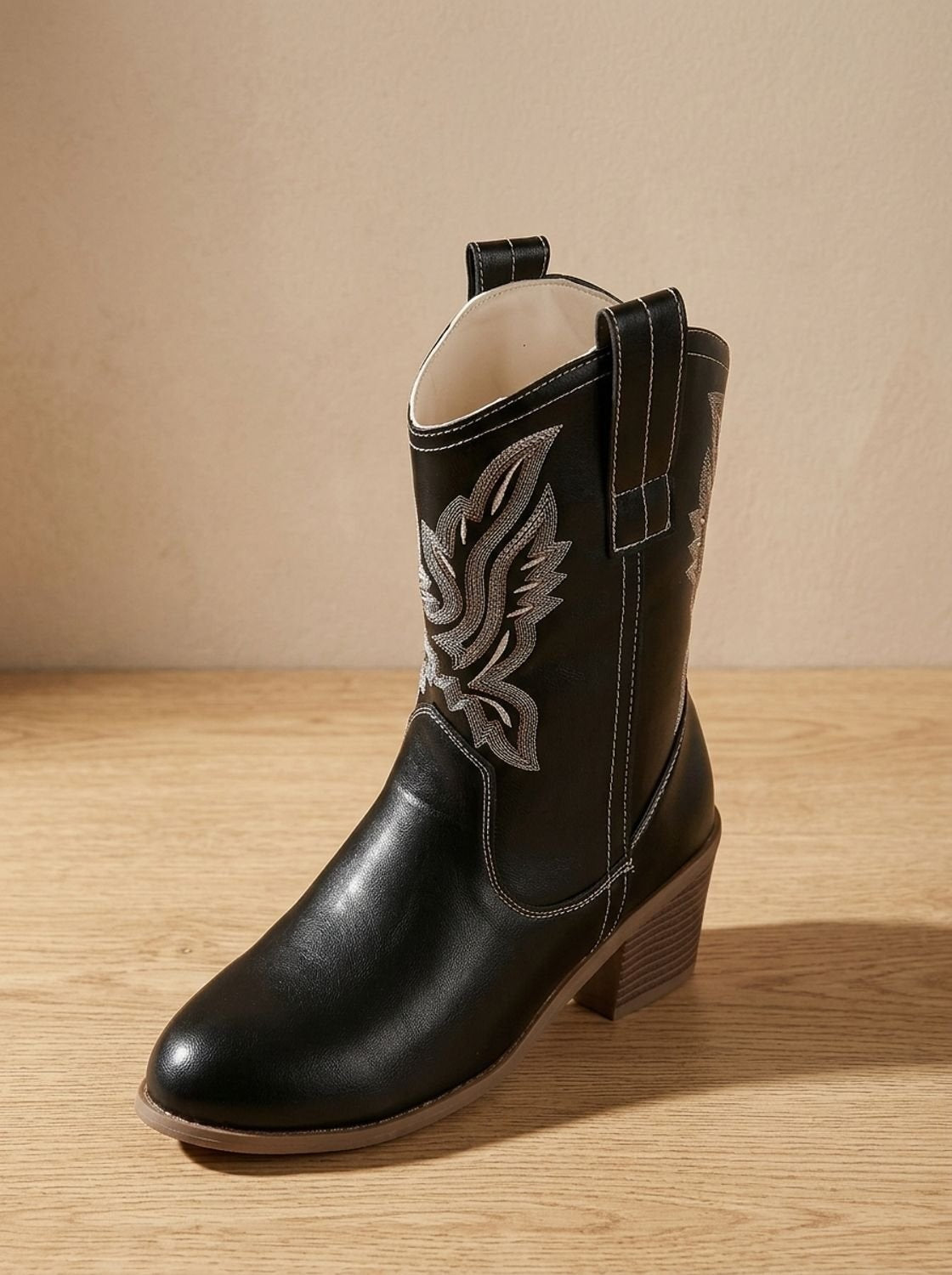 Fiona | Chelsea Boots Damen Blockabsatz Stickerei