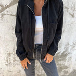 Fiona | Fleecejacke Damen mit Kapuze Reissverschluss Gerippt