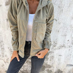 Fiona | Fleecejacke Damen mit Kapuze Reissverschluss Gerippt