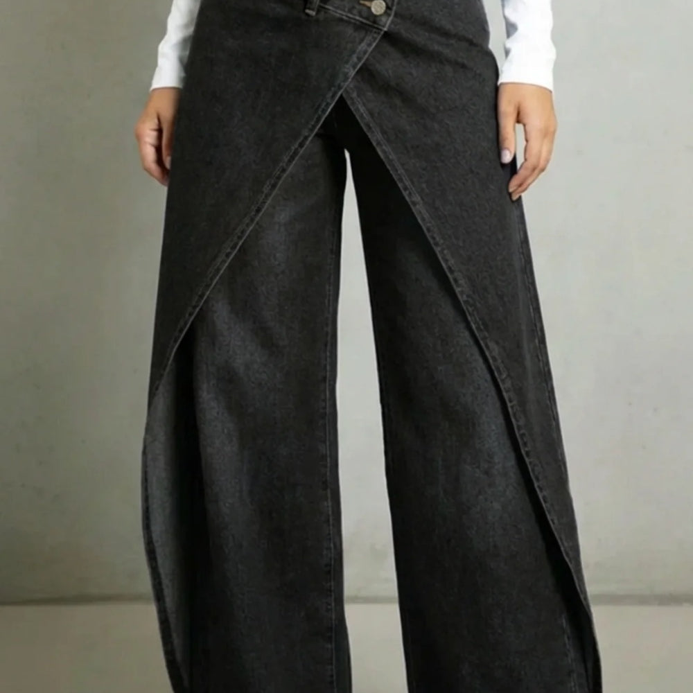 Florian | Jeans Wide Leg Vintage Damen Hohe Taille Wickeldetail