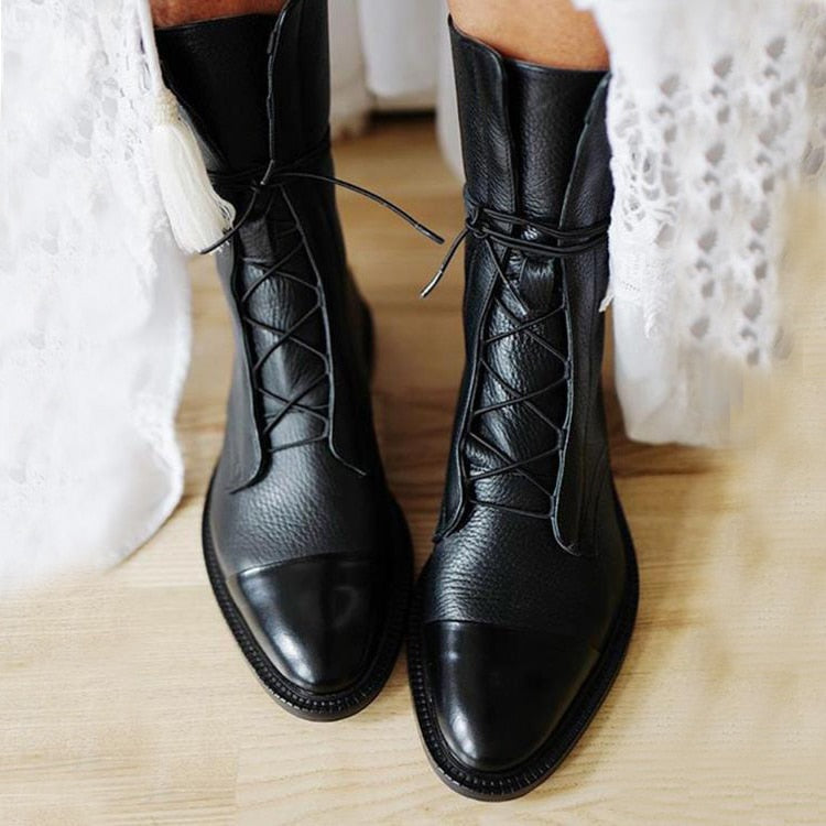 Frieda | Schnürstiefel Damen Leder Mittelhoher Schaft