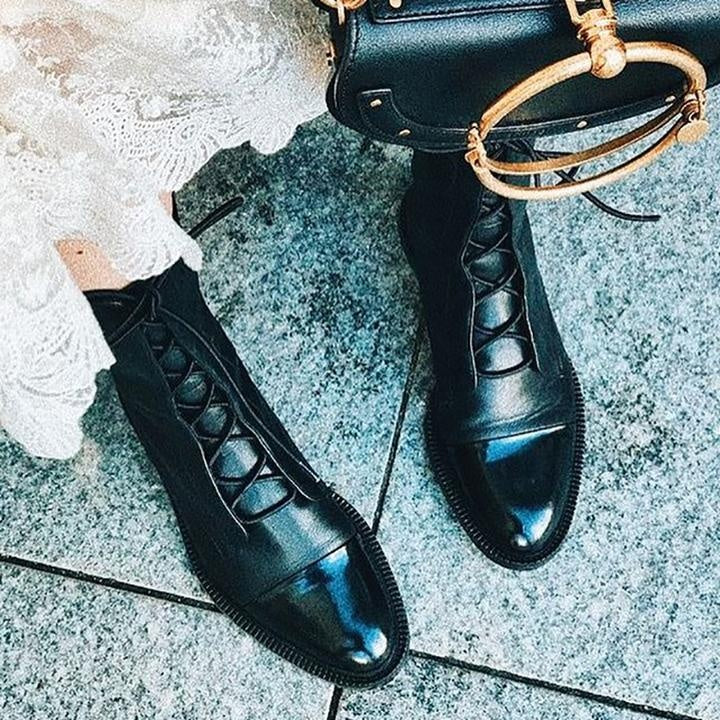 Frieda | Schnürstiefel Damen Leder Mittelhoher Schaft