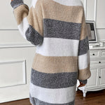 Frieda | Strickkleid Damen Mini Gestreift Langarm