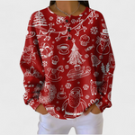 Frieda | Weihnachts Sweatshirt Damen Langarm Waffelstruktur