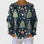 Frieda | Weihnachts Sweatshirt Damen Langarm Waffelstruktur